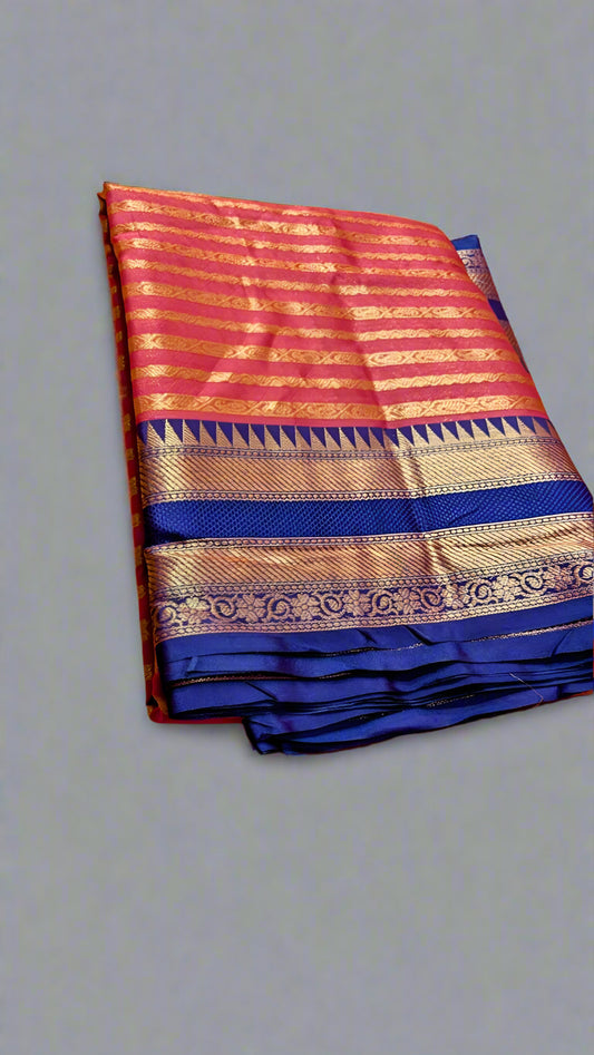 Kora Organza Banarasi Saree with Leheriya Stripes – Now at a Special Price!