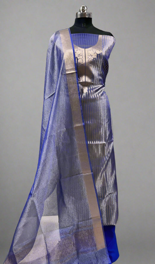 ✨ VLS-391 Banarasi Handloom Tissue 3-Piece Dress Material ✨