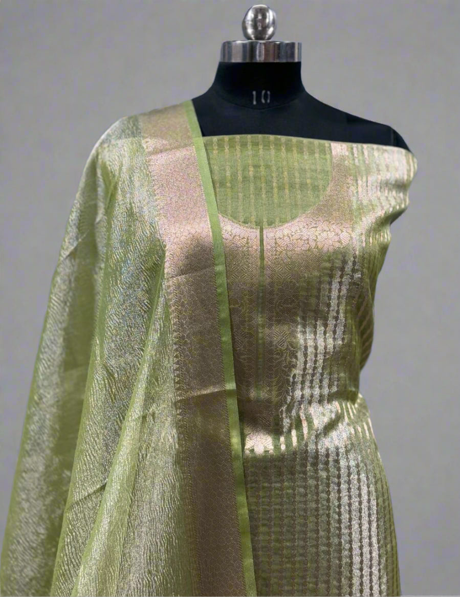 ✨ VLS-391 Banarasi Handloom Tissue 3-Piece Dress Material ✨