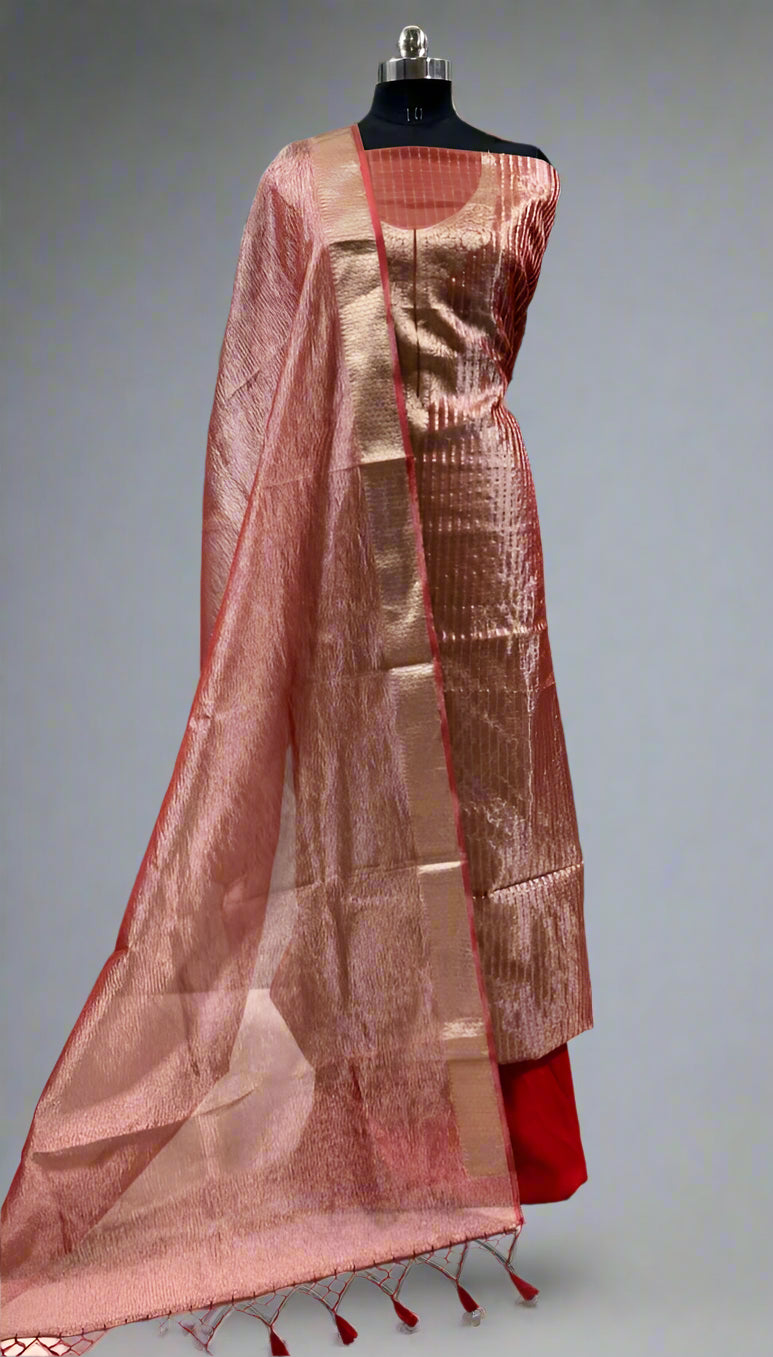 ✨ VLS-391 Banarasi Handloom Tissue 3-Piece Dress Material ✨