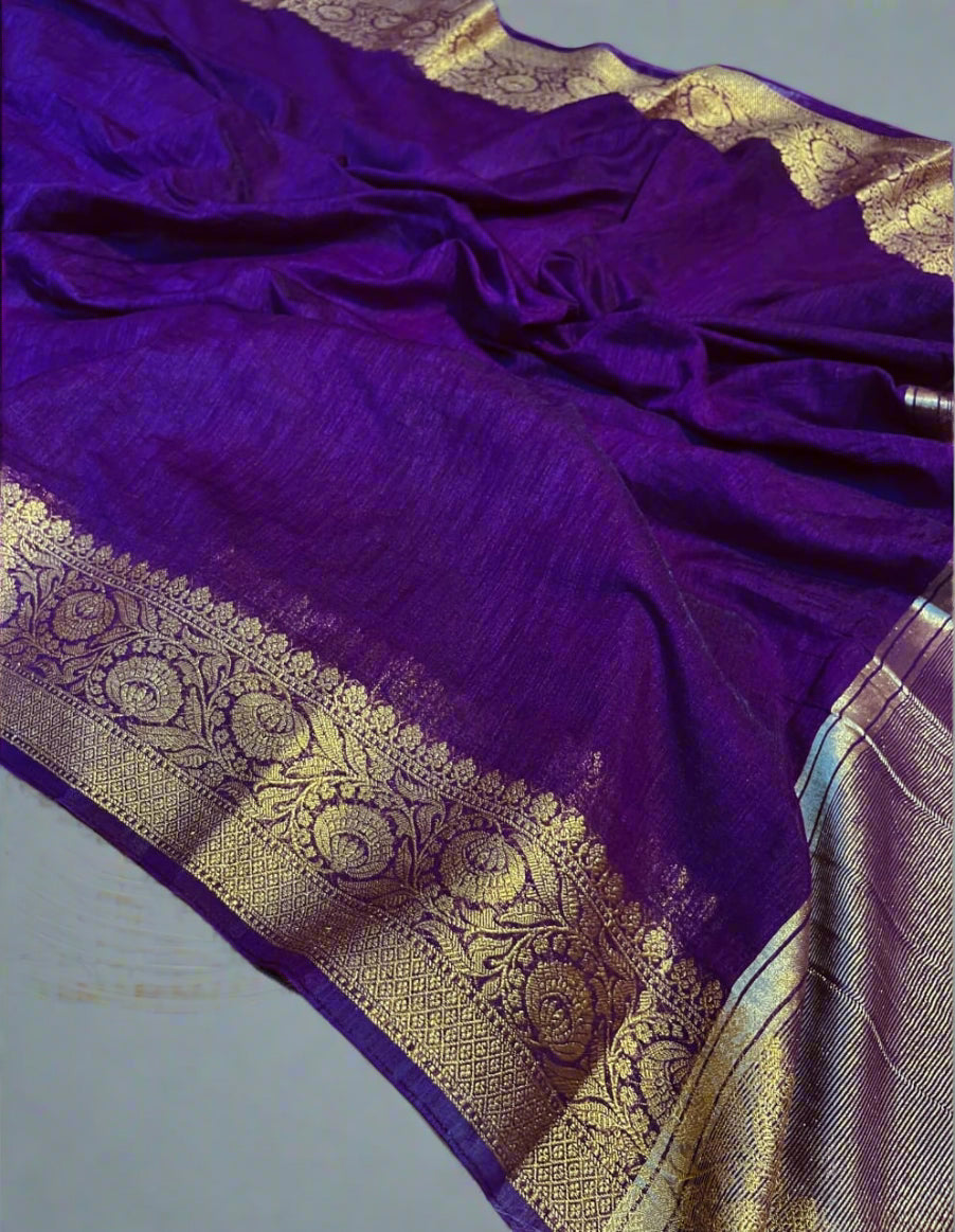 Banarasi Premium Unique Cotton Linen Soft Silk Saree ✨