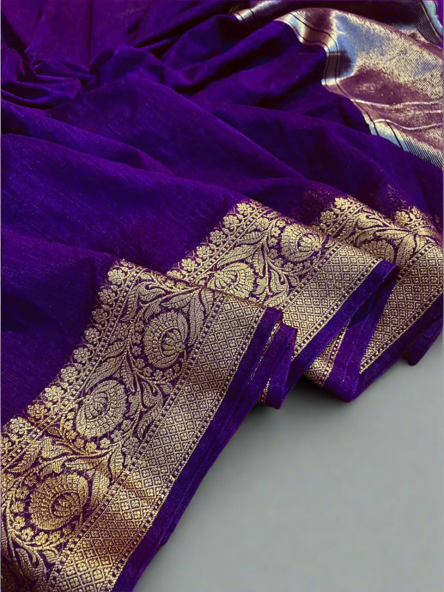 Banarasi Premium Unique Cotton Linen Soft Silk Saree ✨
