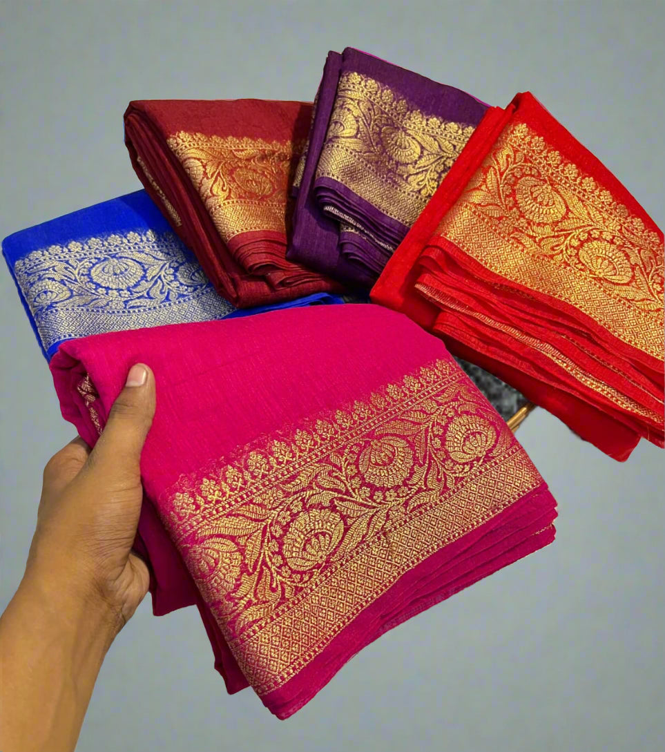 Banarasi Premium Unique Cotton Linen Soft Silk Saree ✨