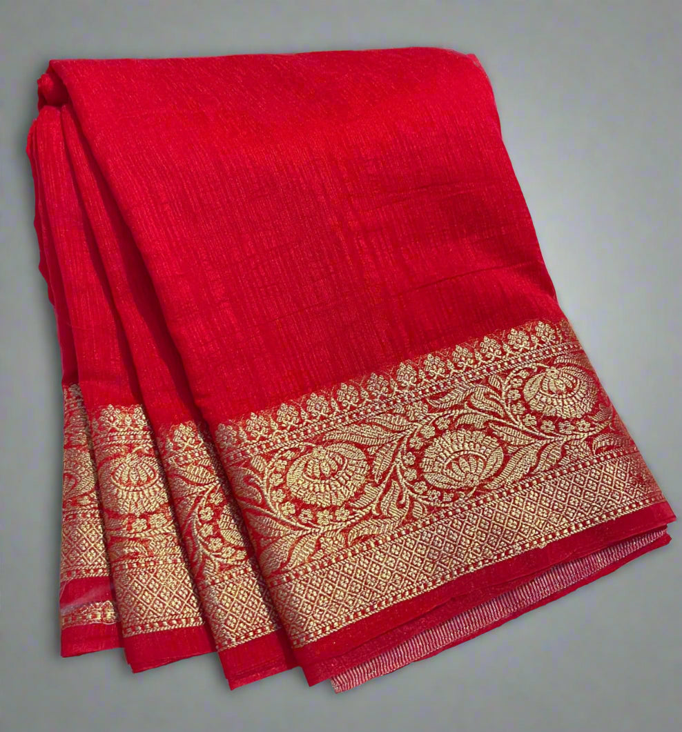 Banarasi Premium Unique Cotton Linen Soft Silk Saree ✨