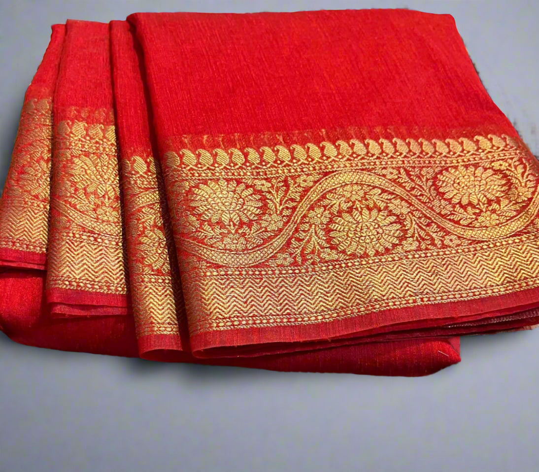Banarasi Premium Unique Cotton Linen Soft Silk Saree ✨
