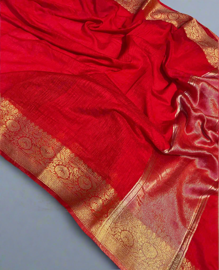 Banarasi Premium Unique Cotton Linen Soft Silk Saree ✨
