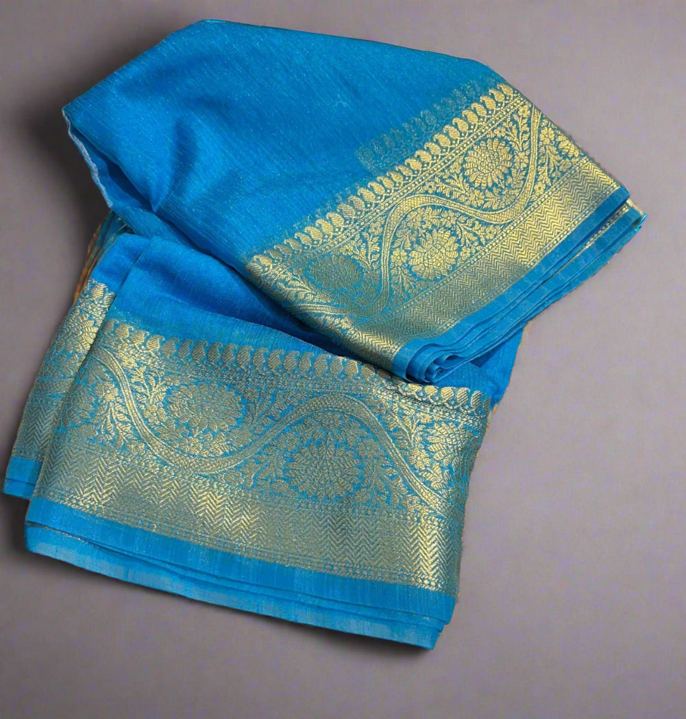 Banarasi Premium Unique Cotton Linen Soft Silk Saree ✨