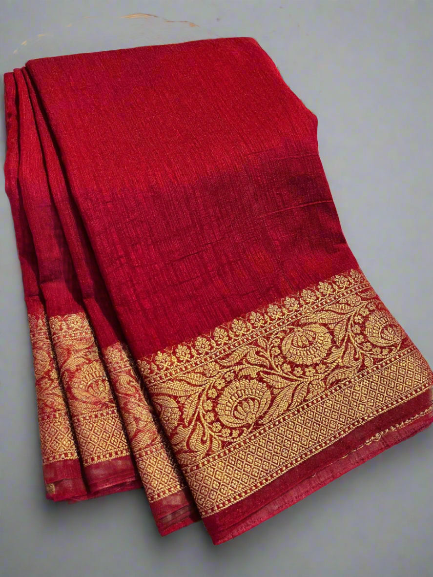 Banarasi Premium Unique Cotton Linen Soft Silk Saree ✨