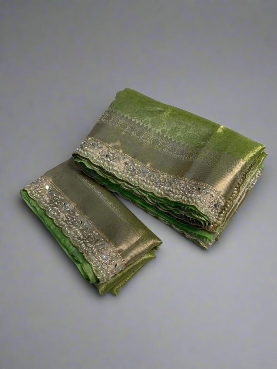 VLS- 389 Banarasi Zari Tissue Saree with Designer Lace Work