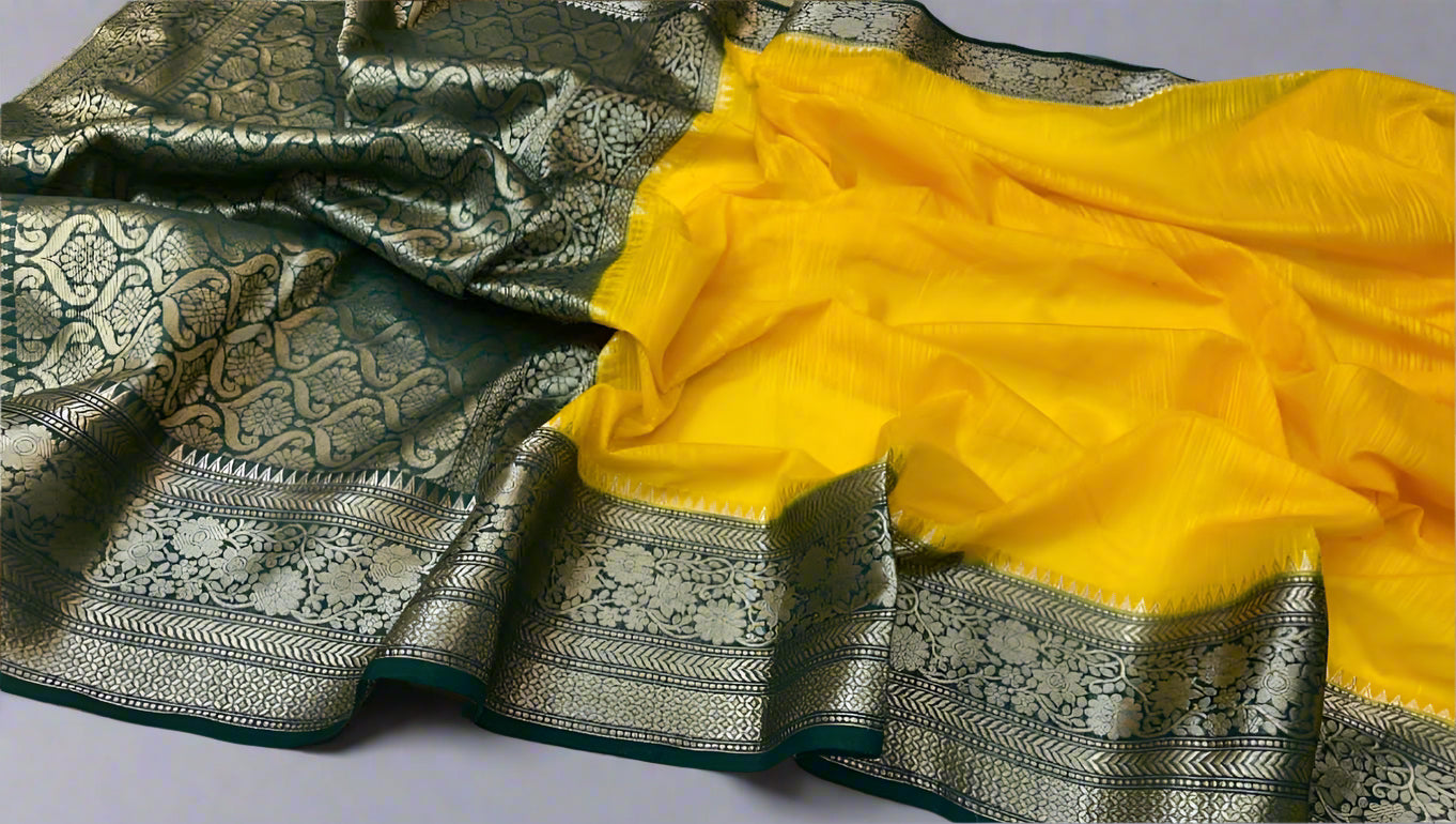 VLS-393 β Handloom Banarasi Linen Saree with Contrast Pallu & Blouse Piece