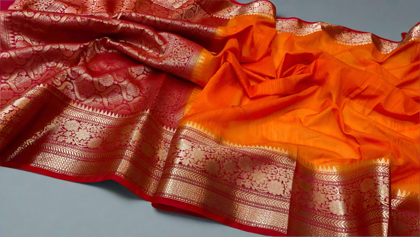 VLS-393 β Handloom Banarasi Linen Saree with Contrast Pallu & Blouse Piece
