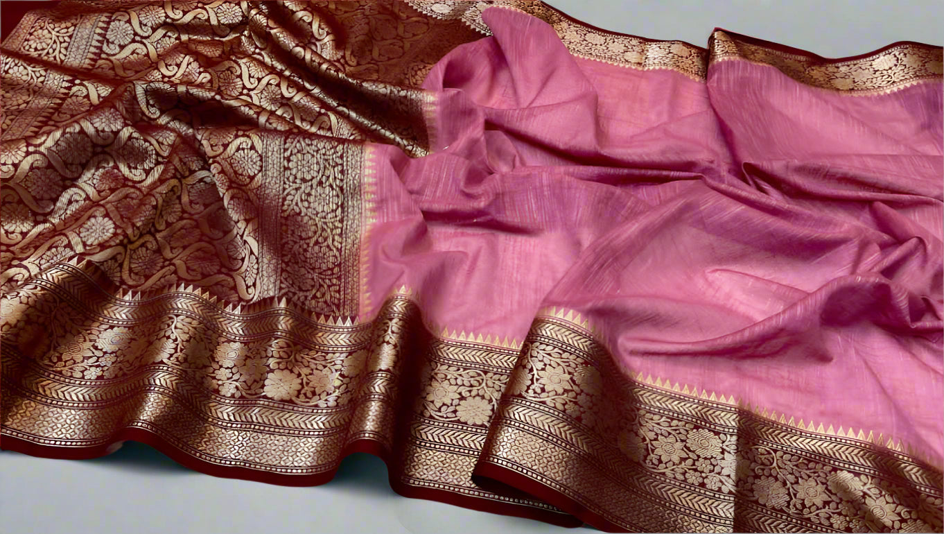 VLS-393 β Handloom Banarasi Linen Saree with Contrast Pallu & Blouse Piece