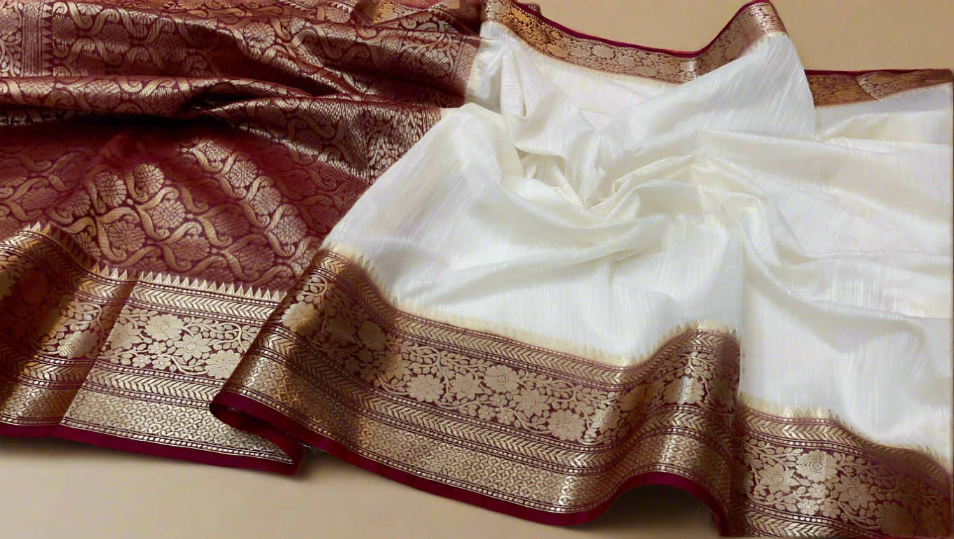 VLS-393 β Handloom Banarasi Linen Saree with Contrast Pallu & Blouse Piece