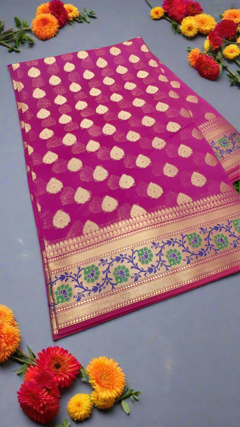 VLS 397 – Beautiful Handloom Banarasi Saree with Tilfi Meenakari Border