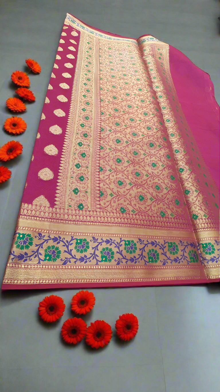 VLS 397 – Beautiful Handloom Banarasi Saree with Tilfi Meenakari Border