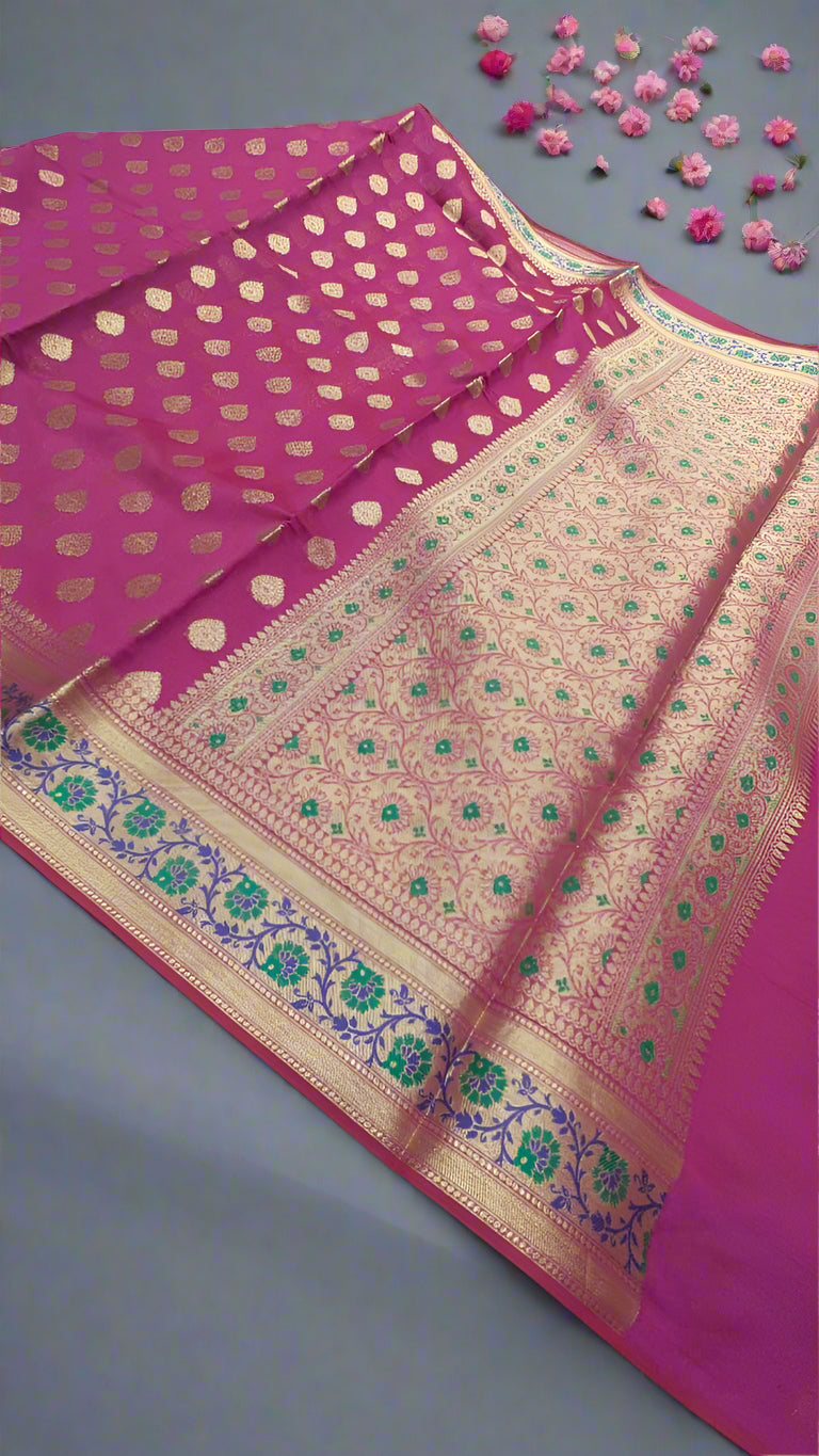 VLS 397 – Beautiful Handloom Banarasi Saree with Tilfi Meenakari Border