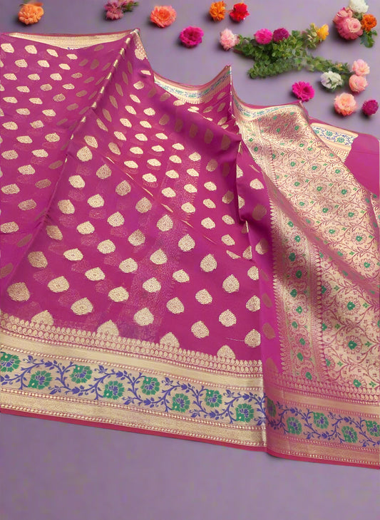 VLS 397 – Beautiful Handloom Banarasi Saree with Tilfi Meenakari Border