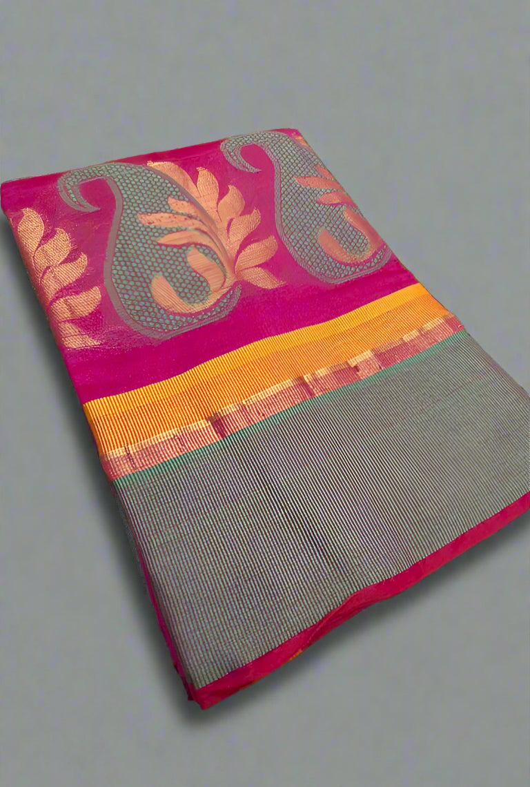 VLS 397 Magenta Purple Cotton Silk Saree