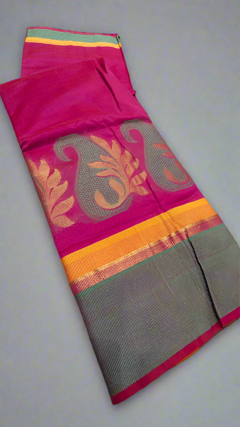 VLS 397 Magenta Purple Cotton Silk Saree