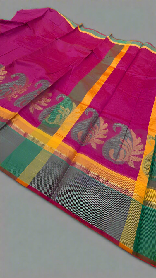 VLS 397 Magenta Purple Cotton Silk Saree