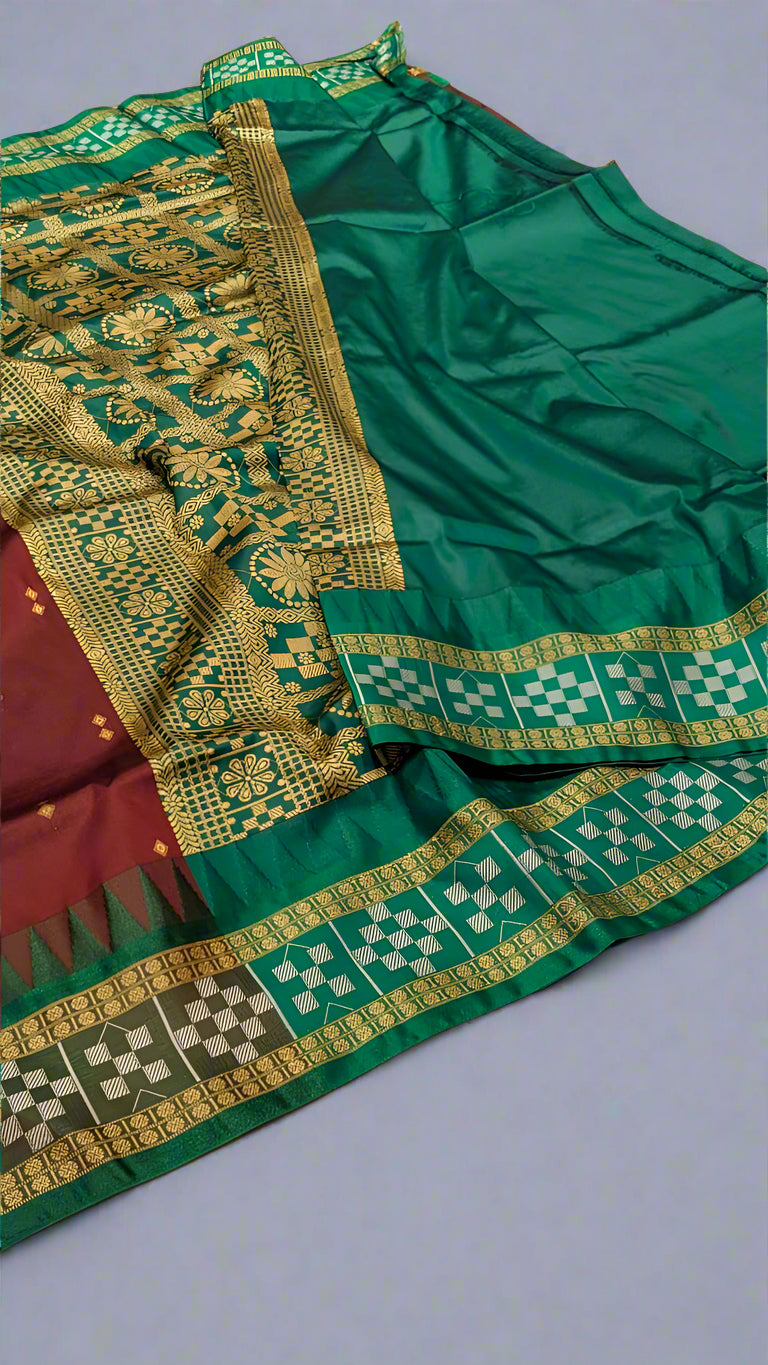 VLS 406 Banarasi Kapeta Katan Silk Saree – Resham Booti & Patola Style Border