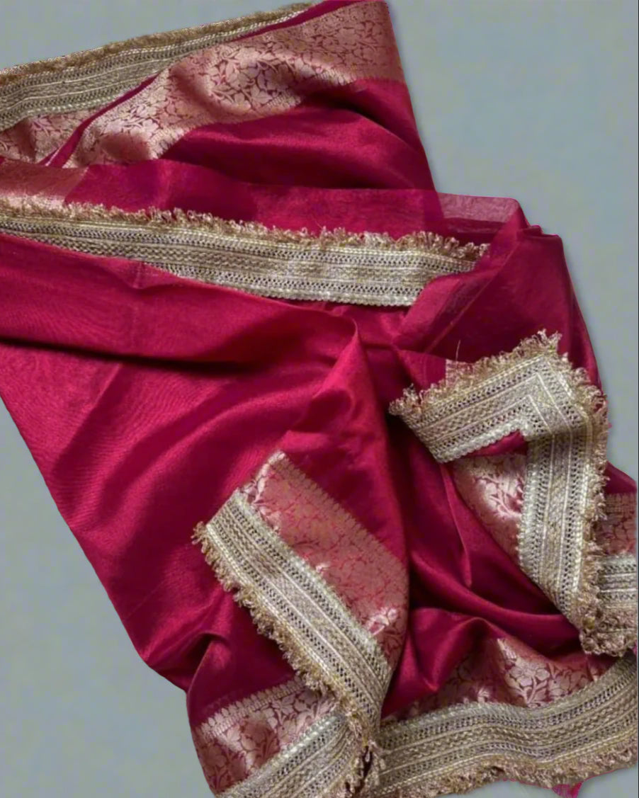 VLS-407 Banarasi Semi Zari Tissue Soft Silk Saree with Designer Lace Border