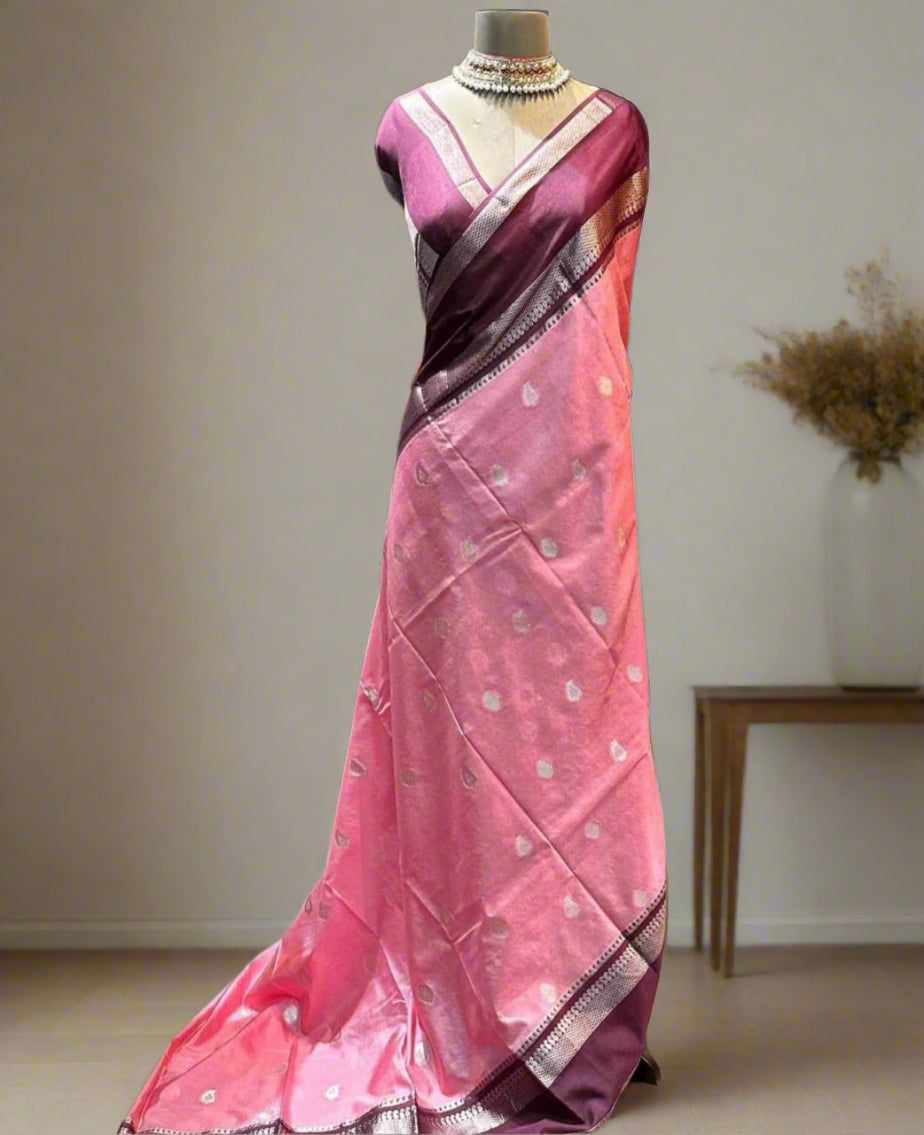 VLS-413 Banarasi Dupion Silk Saree with Water Zari Weaving – Lightweight & Exclusive Design