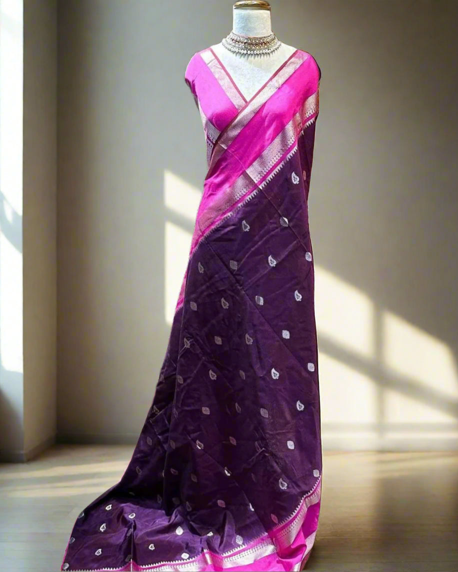 VLS-413 Banarasi Dupion Silk Saree with Water Zari Weaving – Lightweight & Exclusive Design
