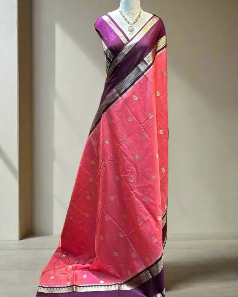 VLS-413 Banarasi Dupion Silk Saree with Water Zari Weaving – Lightweight & Exclusive Design