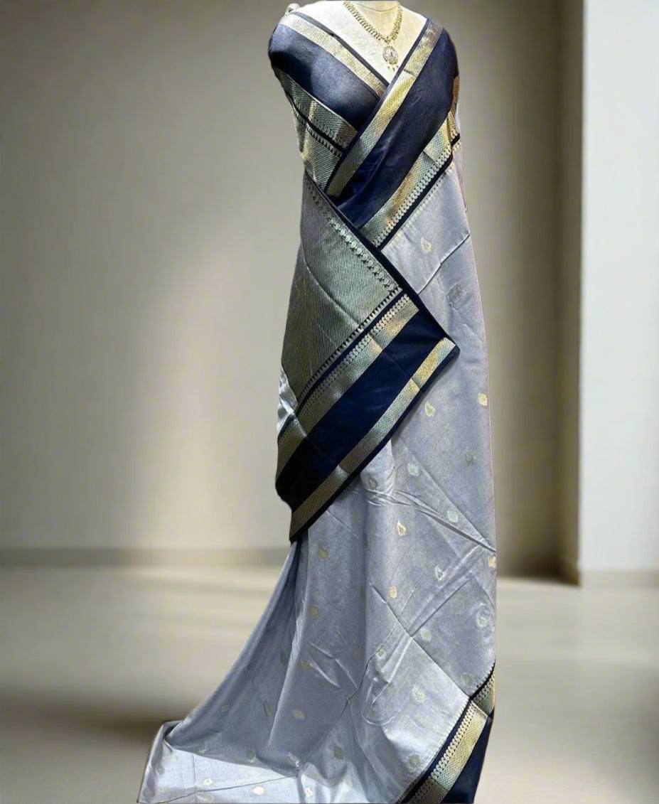 VLS-413 Banarasi Dupion Silk Saree with Water Zari Weaving – Lightweight & Exclusive Design