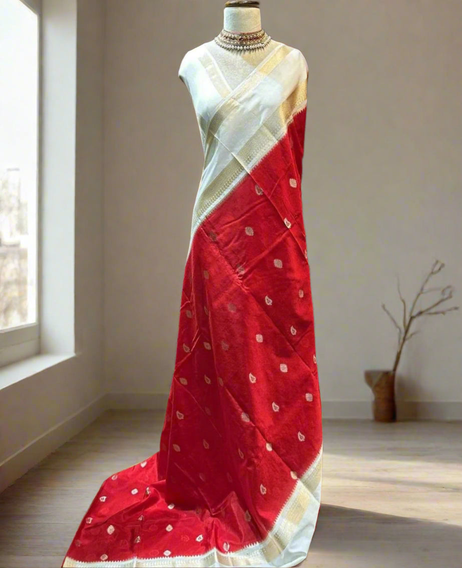 VLS-413 Banarasi Dupion Silk Saree with Water Zari Weaving – Lightweight & Exclusive Design