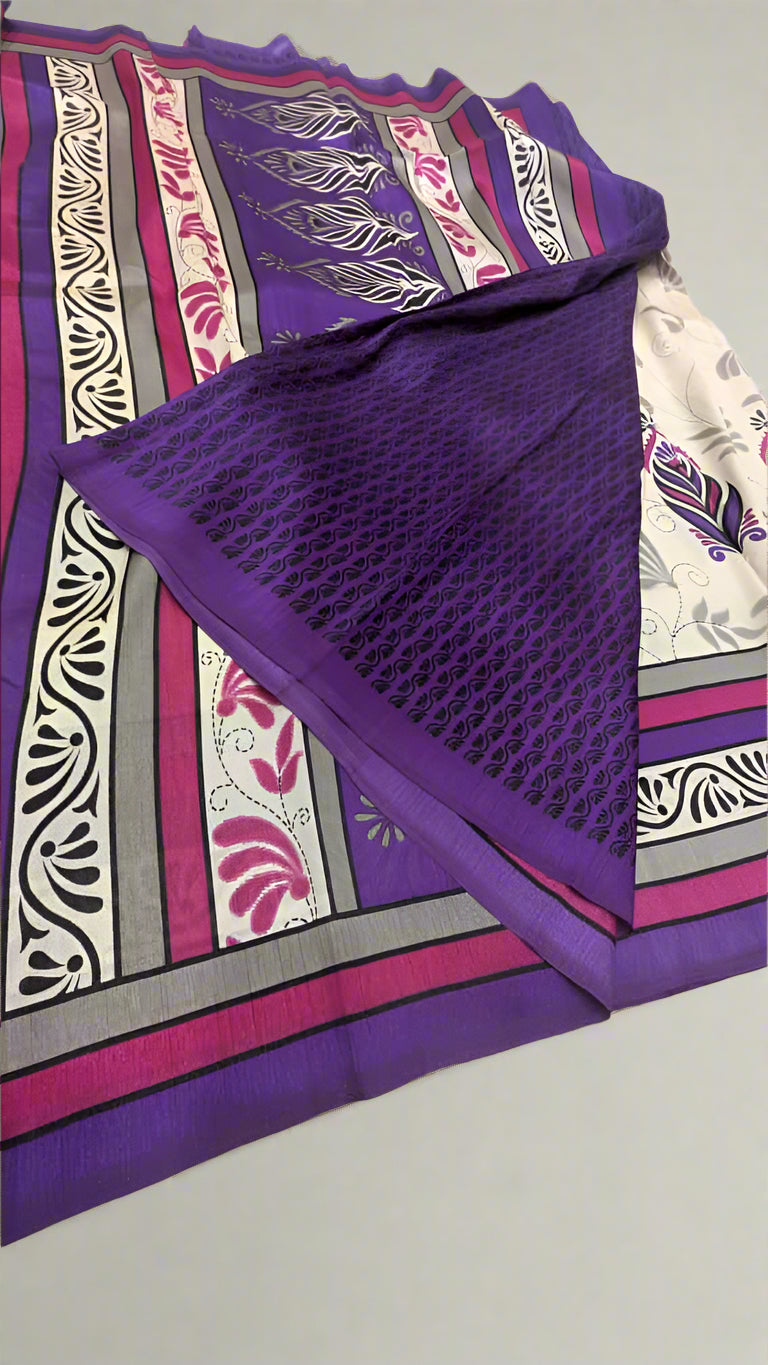 VLS-416 Banarasi Khadi Silk Printed Saree – Lightweight & Bright Hand Printed Elegance