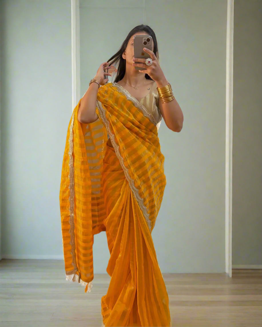 VLS 426 Tissue Organza Banarasi Designer Handloom Saree with Premium Lace Border
