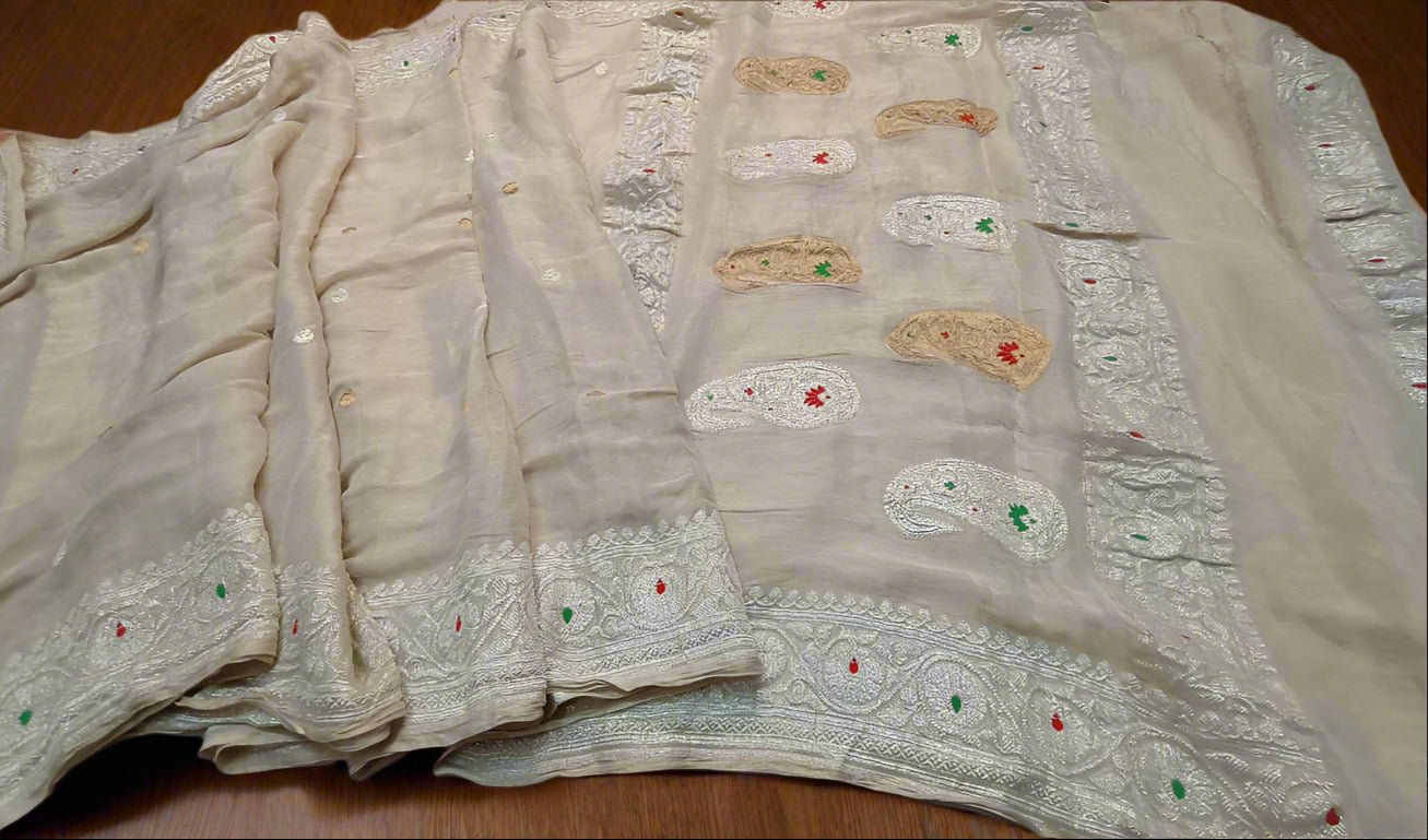 Pure Handloom Khaddi Georgette Kadhwa Saree with Golden, Silver & Copper Zari | VLS 432