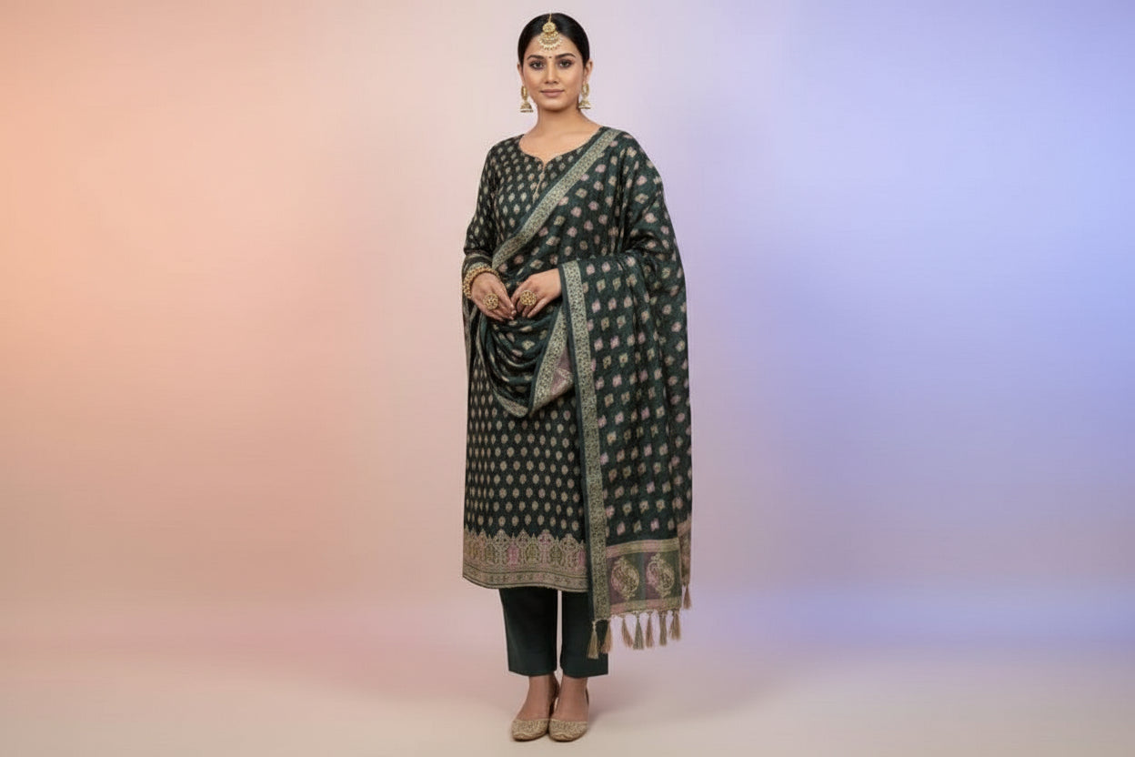Banarasi 3-Piece Handloom Cotton Silk Dress Material – VLS 439