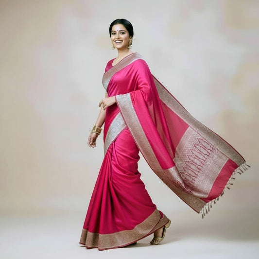 💖 Exclusive Rani Pink Double Katan Silk Saree 💖 Code: VLS-445 | Exclusive on ZARIPALLU