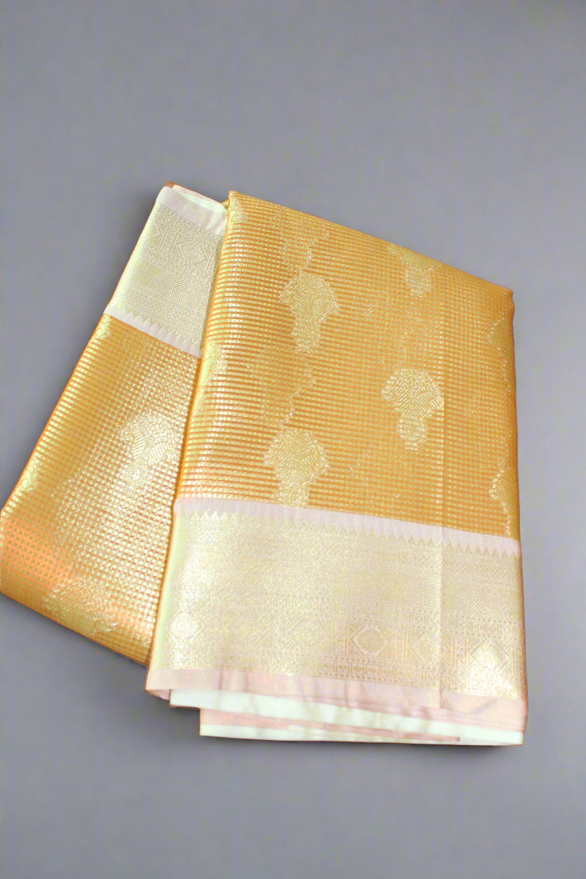 VLS 406 Banarasi Glass Tissue Saree with Contrast Alfi Border & Designer Blouse Piece β Introductory Offer