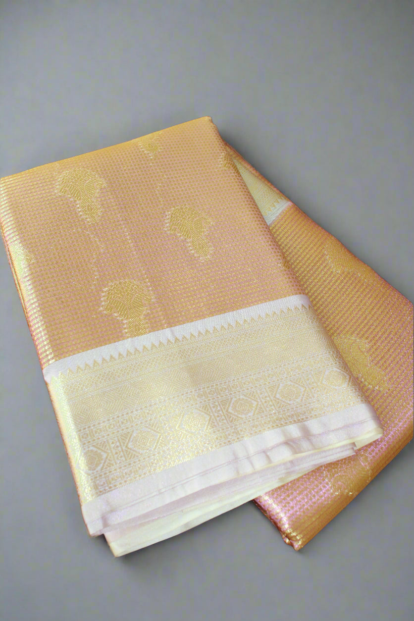 VLS 406 Banarasi Glass Tissue Saree with Contrast Alfi Border & Designer Blouse Piece β Introductory Offer