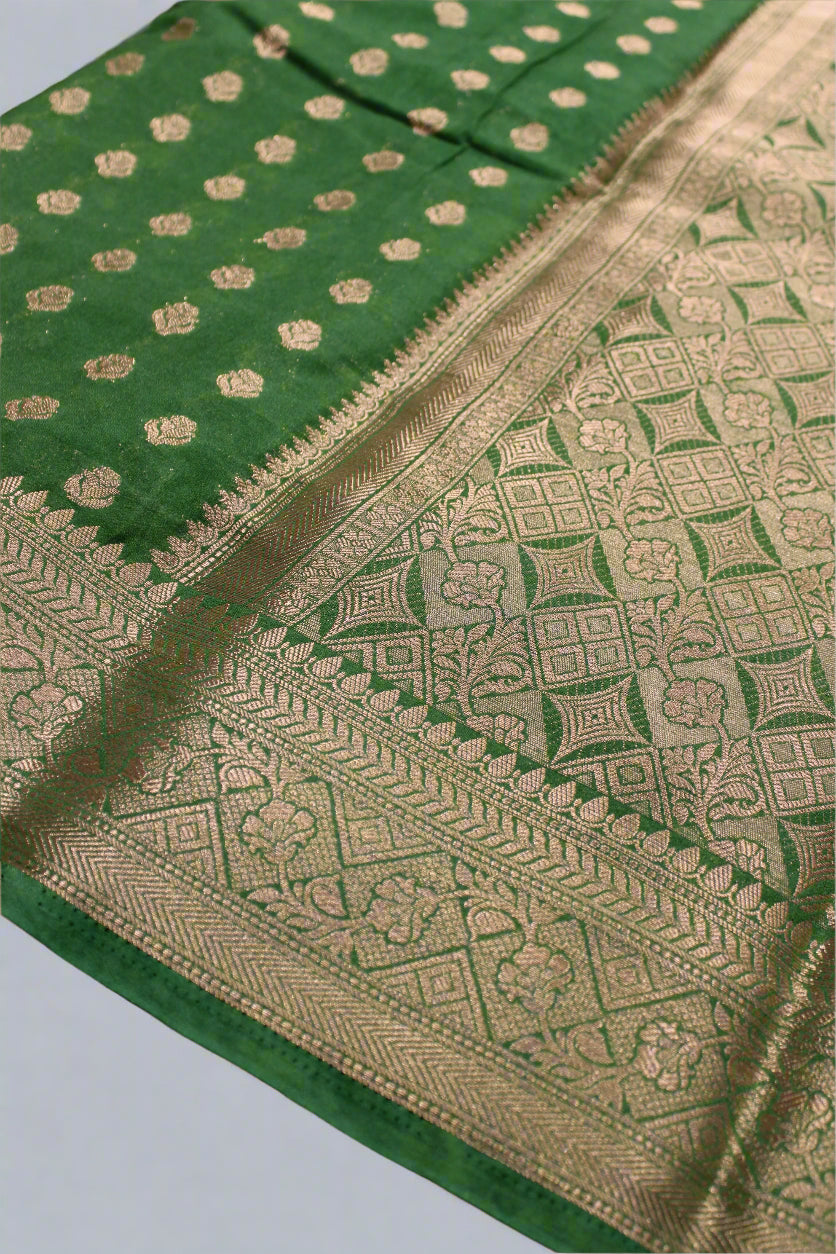 πΊ Banarasi Chiffon Booti Saree with Rich Brocade Blouse