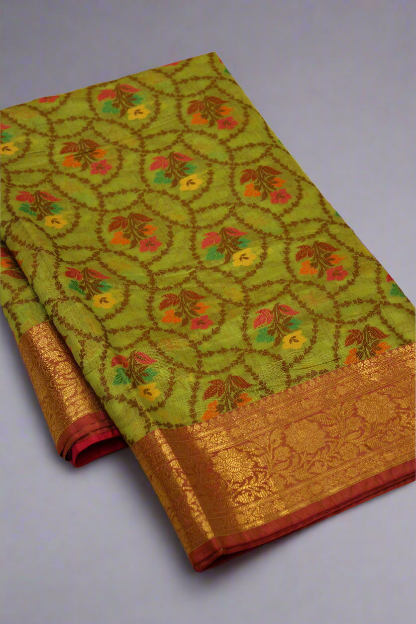 Premium Cotton Silk Saree with Zari Border & Patola Resham Weaving | VLS 431