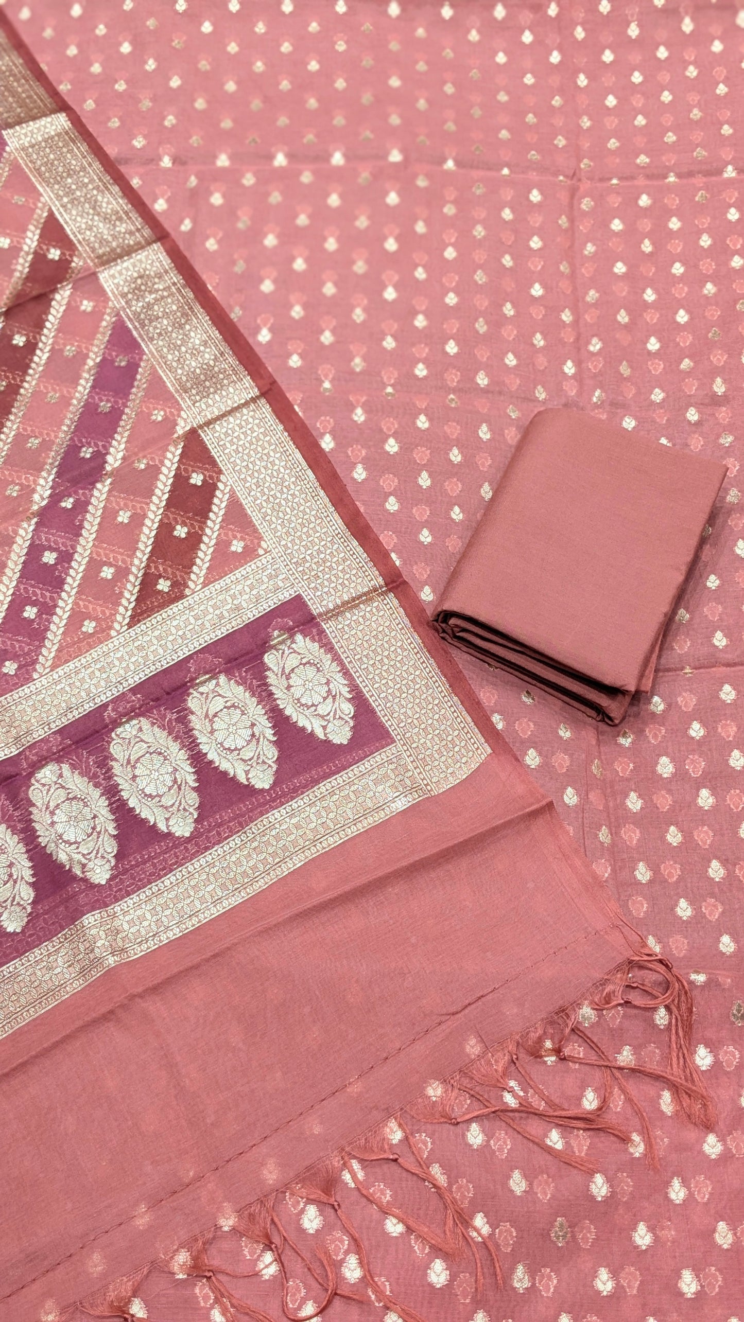 Exclusive Chanderi 3-Piece Dress Material – Kalamkari & Rangkaat Designs