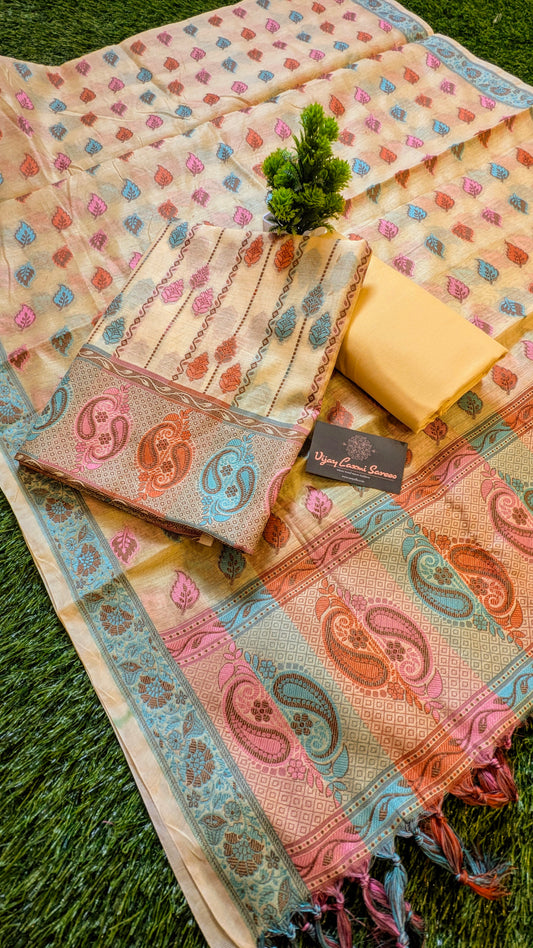 Pure coton silk Banarasi 3-Piece Dress Material