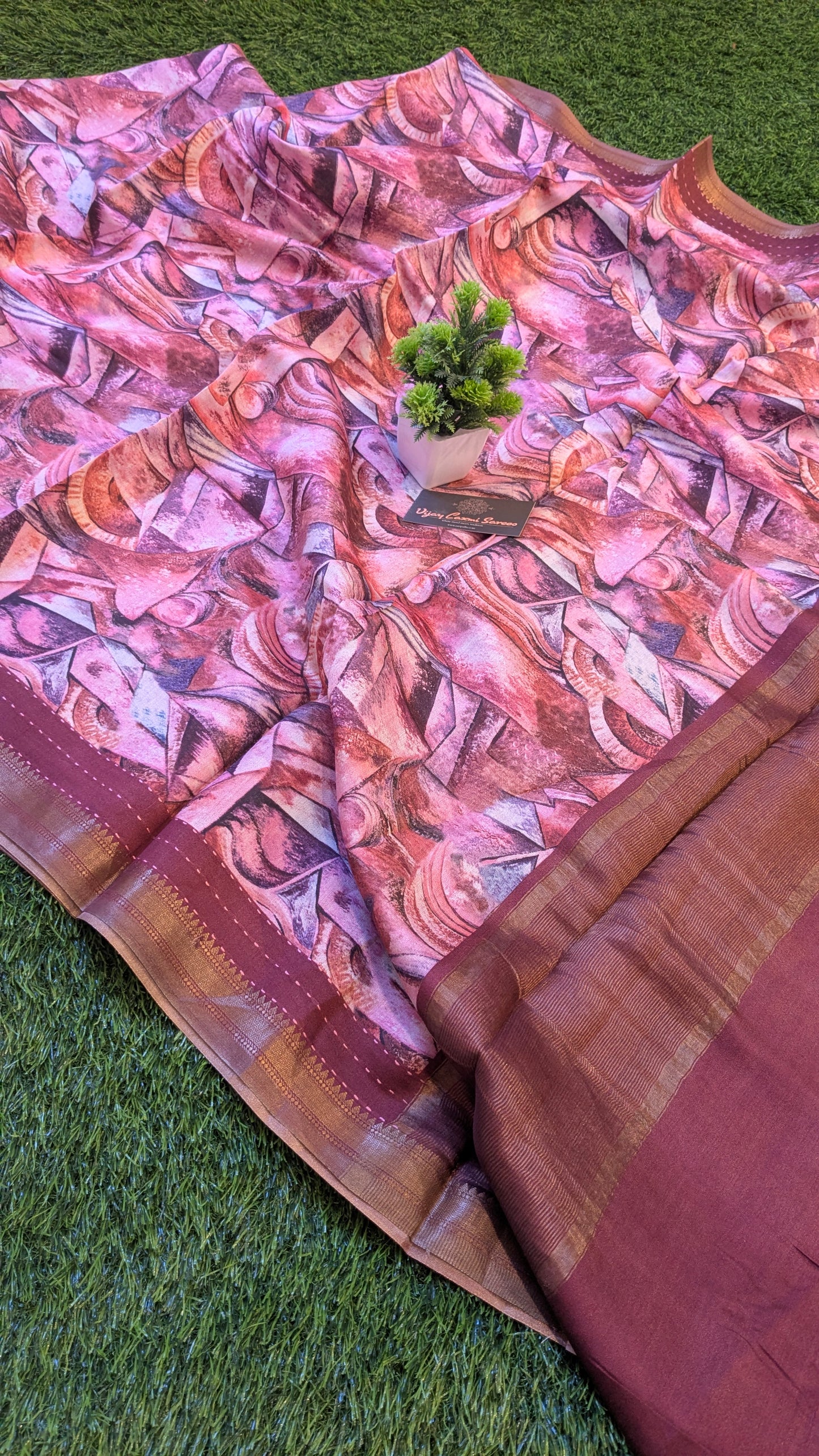 Pure Moonga Chiniya Katan Silk Saree with Unique Digital Print