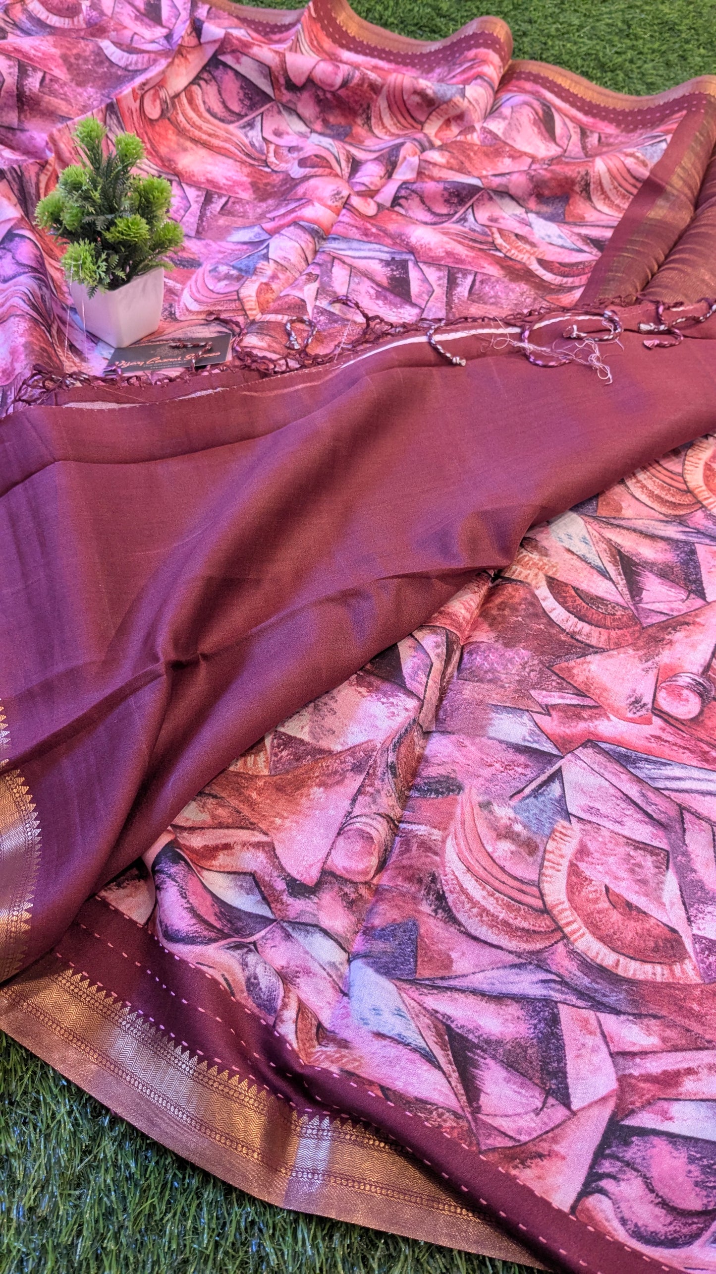 Pure Moonga Chiniya Katan Silk Saree with Unique Digital Print