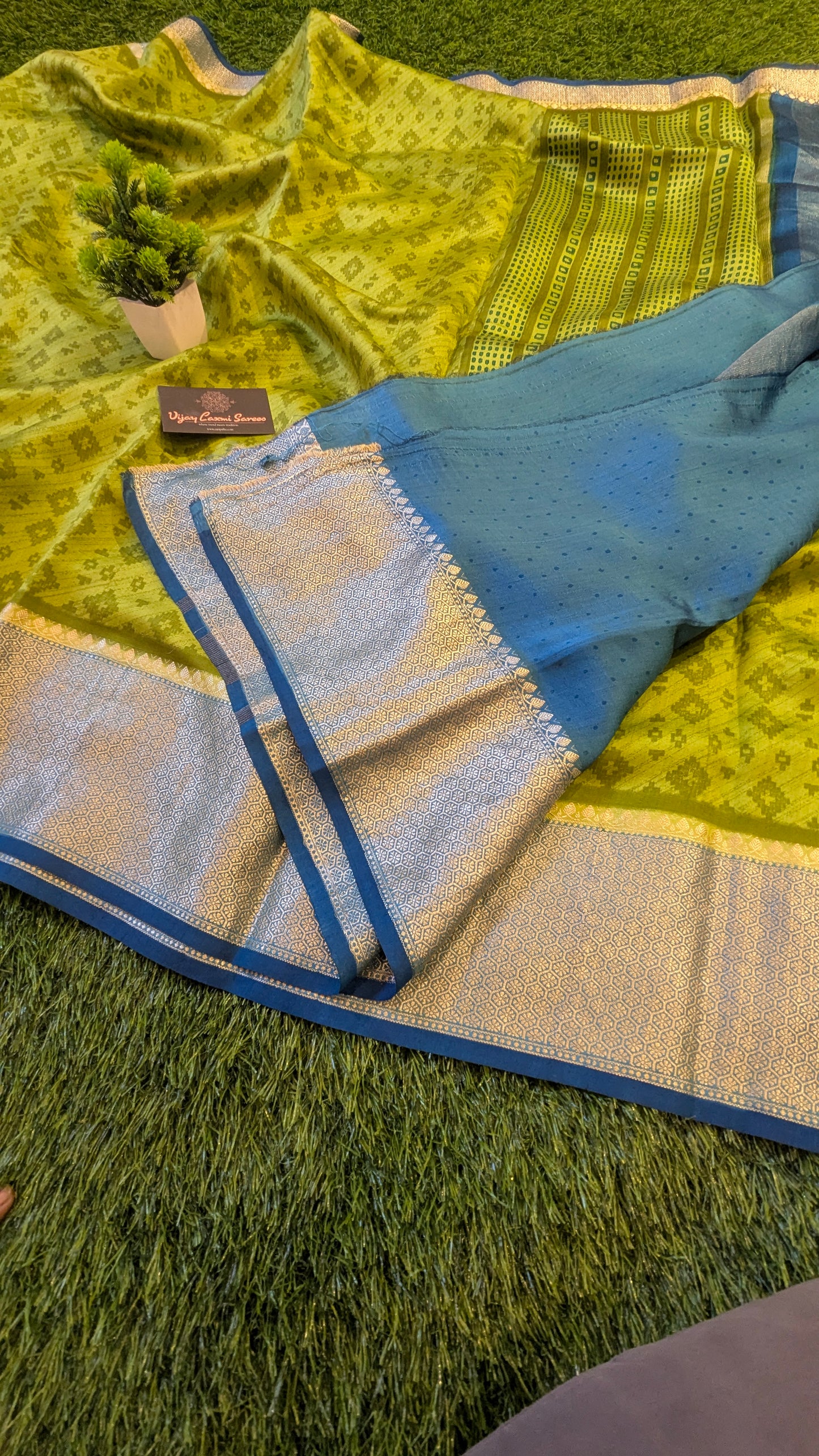 GREEN Pure Moonga Chiniya Katan Silk Saree with Unique Digital Print