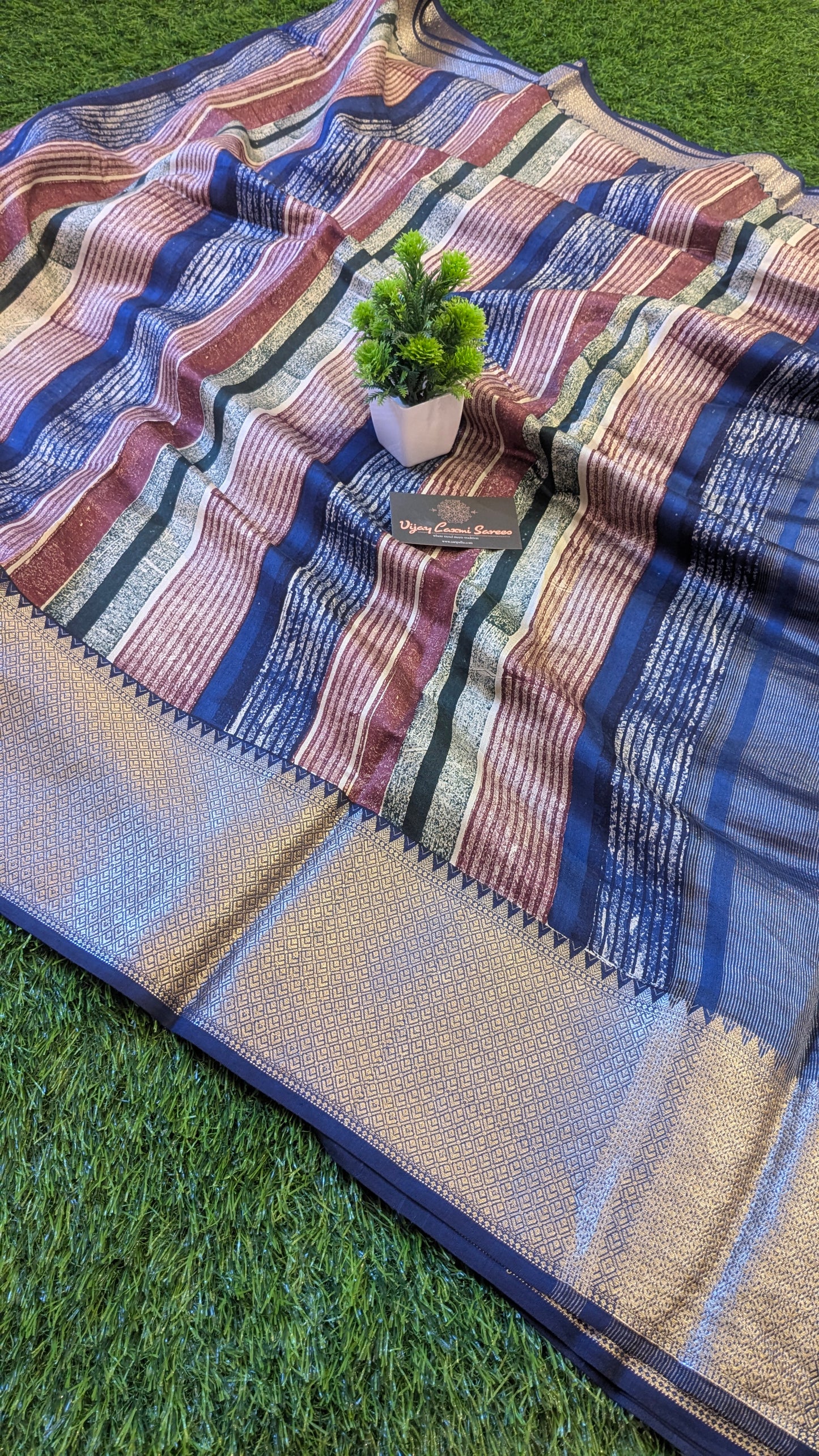 BLUE Pure Moonga Chiniya Katan Silk Saree with Unique Digital Print