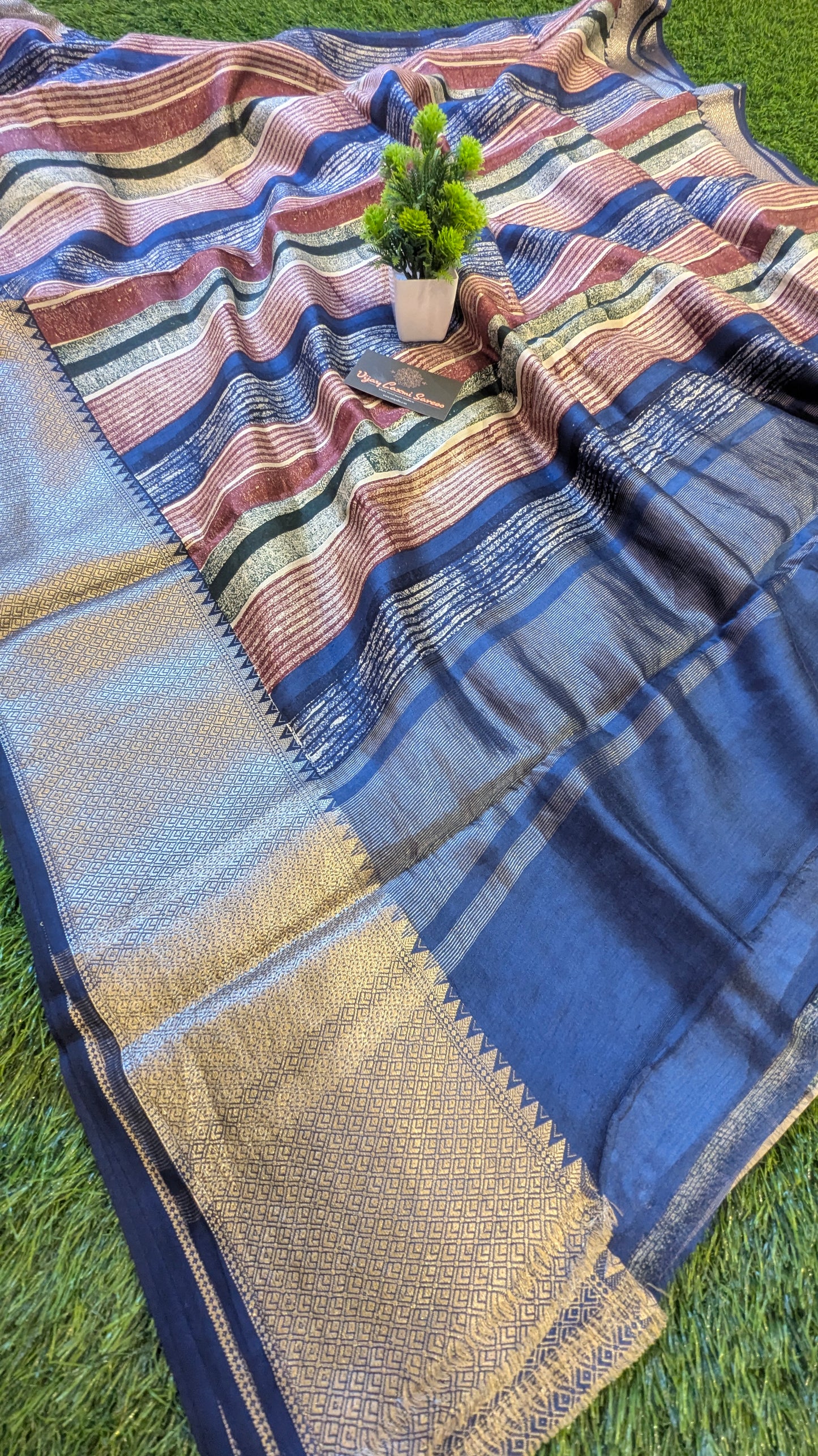 BLUE Pure Moonga Chiniya Katan Silk Saree with Unique Digital Print