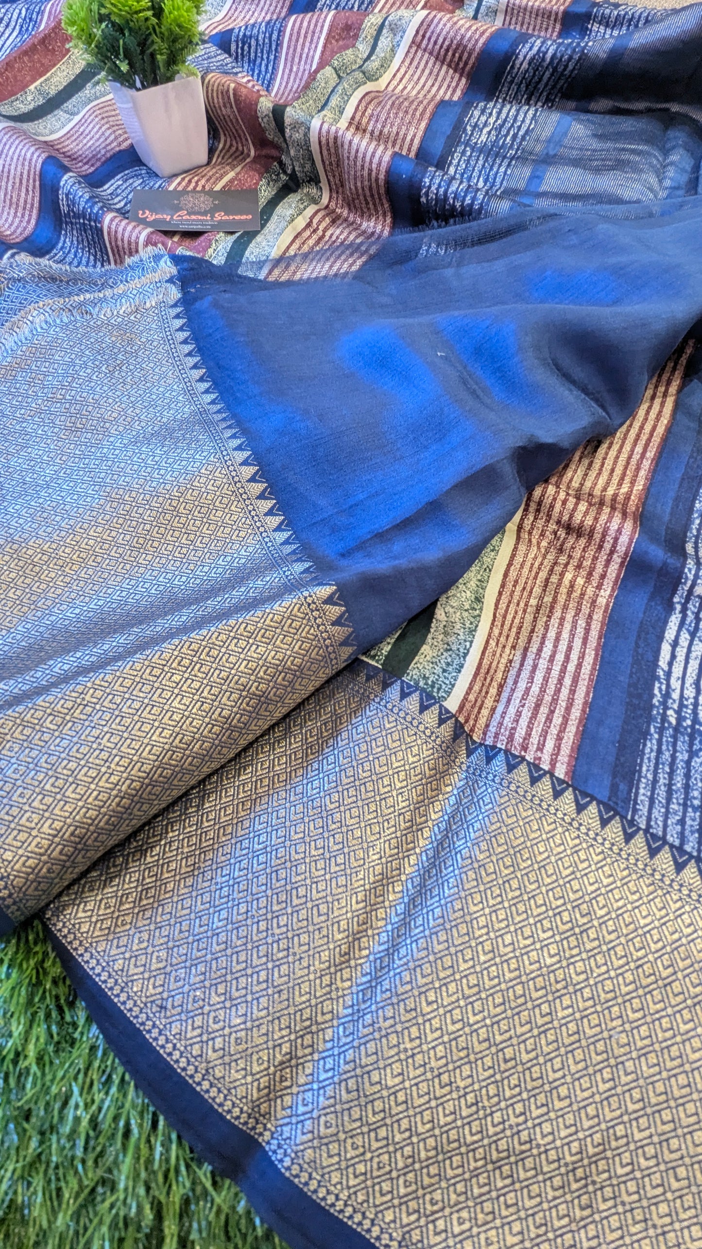 BLUE Pure Moonga Chiniya Katan Silk Saree with Unique Digital Print