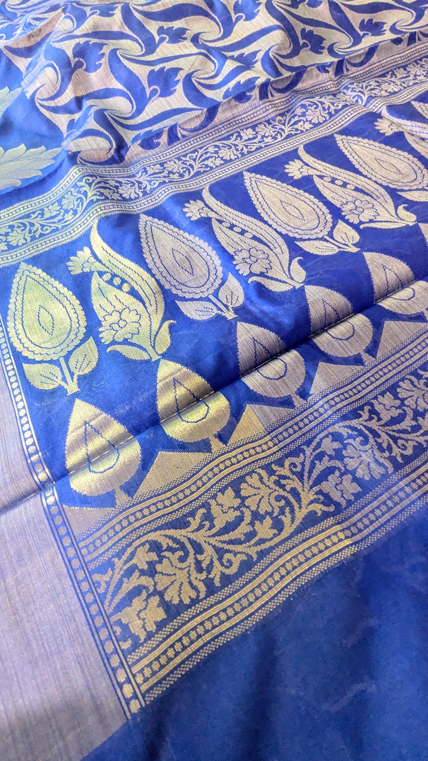π Royal Blue Cotton Silk Resham Jamewar Saree β Lightweight Luxury π