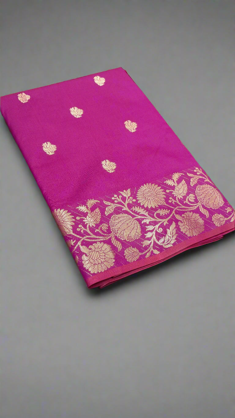 Banarasi Soft Katan Silk Saree with Iktara Boota Design & Naksi Border Pallu 'DESIGN: VLS-353'